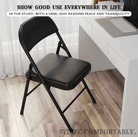 Simple Office Folding Chair Metal Leather Ergonomic Study Computer Chair Office Meeting Seat