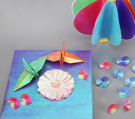 100 PCS Colored Shimmer Paper Handmade DIY Craft Paper