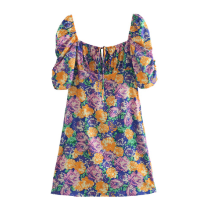 Grace Three-dimensional Slim Fit Mini Printing Dress