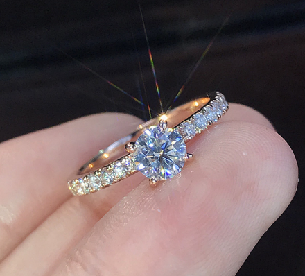 14K Gold Filled Wedding Band Engagement Ring Cubic Zirconia S