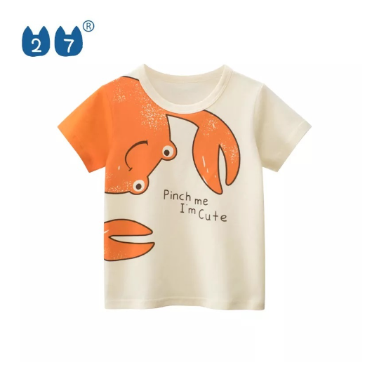 27Kids Quality Summer Clothing Kids Shirt Cotton Plane Fish Animals Dino Fashion Casual Boy Toddler D1