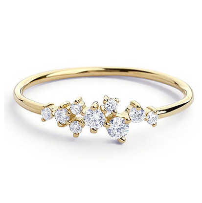 Luxury Rhinestone Gold Color Engagement Wedding Ring for Women