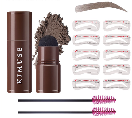 KIMUSE One Step Eyebrow Stamp Shaping Kit With 10 Reusable Eyebrow Stencils & Brow Brush & Eyebrow Trimmer 5 Colors