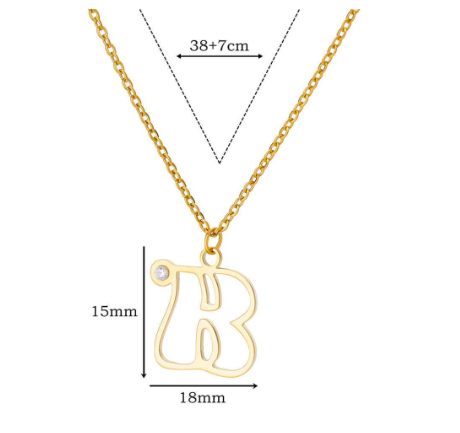 Zircon Initial Letter Necklace for Women Stainless Steel Gold Plated Chains Choker Name Pendant Necklaces New Vintage Jewelry B