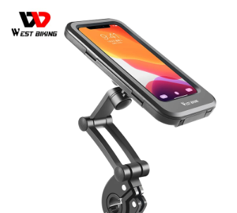 WEST BIKING 360° Adjustable Waterproof Bicycle Phone Holder Electric Bike Motorcycle Scooter Motorbike Touch Screen Cell Phone Support Mount