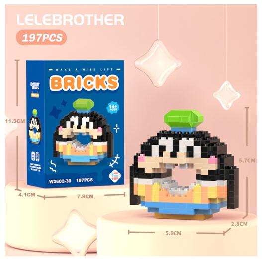 Lboyu Cute Cartoon Donut Building Block Ornaments Compatible with Lego Children's Toys M1