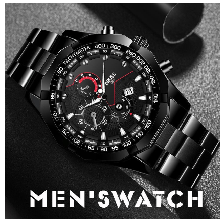 POSHI Oruss Men's Watches Stainless Steel Waterproof Dive Sports Quartz Fashion Wristwatch 3