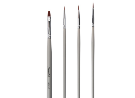 SeamiArt 4pcs Nail Brush Hook Line Painting Brush Set for Watercolor Oil Acrylic Gouache