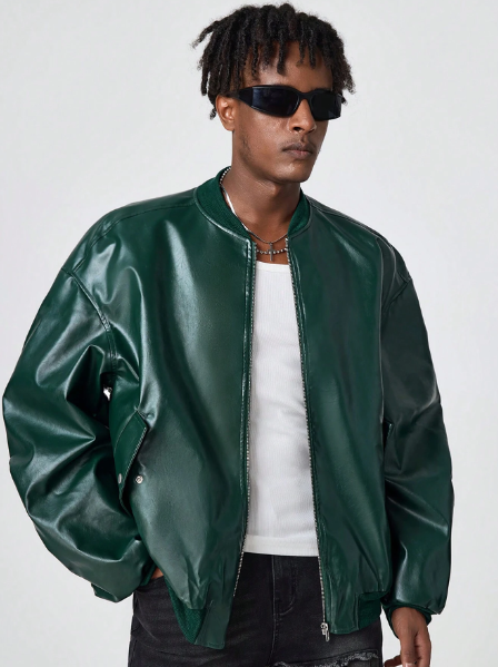 Manfinity StreetEZ Men's Casual Street Wear Zip-Up Loose Fit Long Sleeve Jacket & Coat