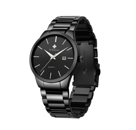 Wwoor Men Watches Waterproof Quartz Analog Business Watch Stainless Steel Casual Simple Watch ALL BLACK