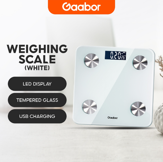 Gaabor Electronic Weight Scale For Body Digital Weighing Scale Large LED HD Display Black/White