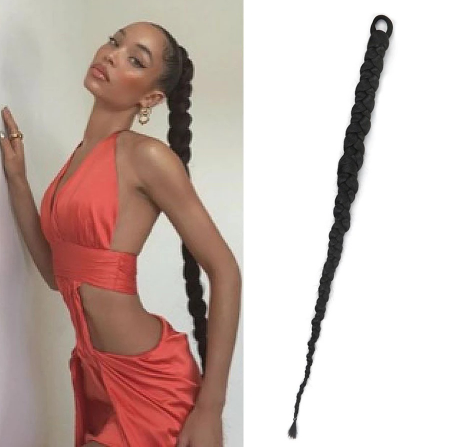 Synthetic Ponytail 70cm Braided Bride Oblique Fringe Bangs Hair Extensions Braided Ponytail Black Hairpieces