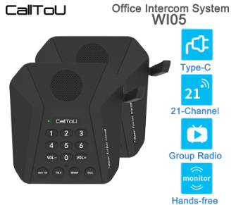 CallToU Wireless Intercom Type-C Walkie-Talkie 1.5-2 KM Long Range 21 Channels for Home and Office
