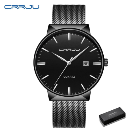 CRRJU Men Watches Luxury Top Brand Stainless Steel Fashion Quartz Ultra Thin Waterproof 2213 004