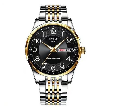 Original Luxury Gold Stainless Steel Business Fashion Calendar Luminous Waterproof Quartz Automatic Wrist Watch for Men M8