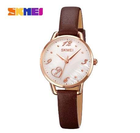 SKMEI Women Watch Delicate Belt Quartz Sports For 2005 ROSEGOLD COFFEE