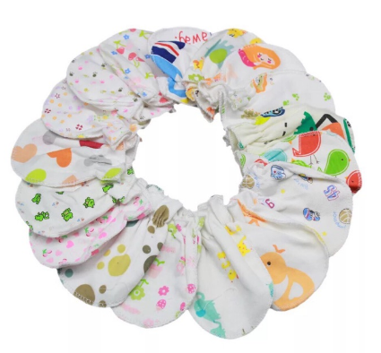 1pair-Baby Anti Scratching Gloves Newborn Cotton Scratch Mittens (random given)