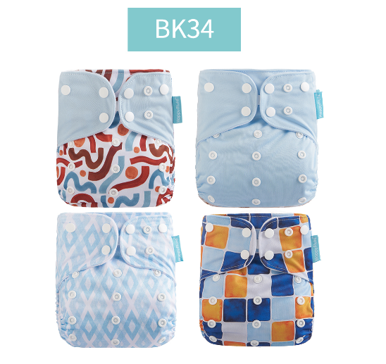 Happyflute 2023 Baby Reborn 4pcs set Washable Eco-friendly Baby Cloth Diaper Ecological Adjustable Nappy Reusable Diaper SET17