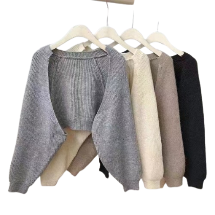 Lovito Women Casual Plain Basic Baggy Knitted Cardigans LNA30079 (Khaki/Apricot/Grey)