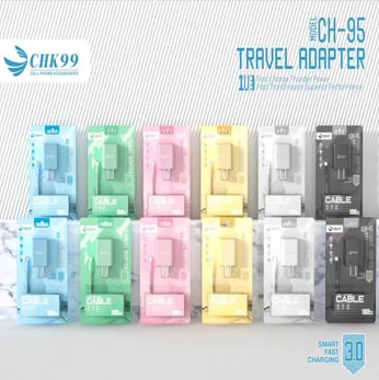Macaron Ch-95 Charger Travel Fast Charger 2in1 3.A Universal 100% Quality Micro V8