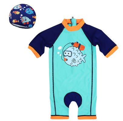 Baby Boy Baby Girl Infant Animal Print Long Sleeve One-piece Swimwear Kids Sunscreen Quick Drying Swimsuit Beachwear Surfing Suit