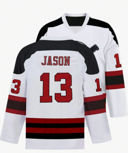 Men's Breathable Embroidered White Hockey Jersey #13, Stitched Gym Clothes Men Basic T Shirt