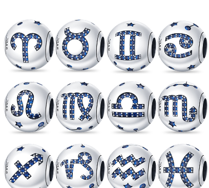 925 Sterling Silver Twelve Constellations Beads Charms