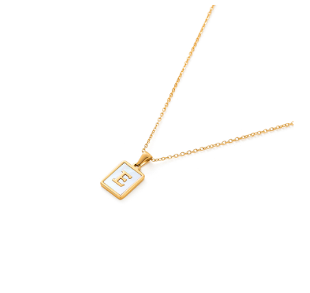 St.kunkka Stainless Steel Gold Letter Pendant Necklace Ladies A-Z Letter Necklace for Gift E