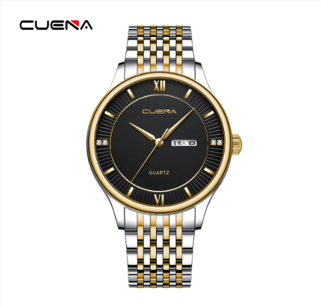 Original CUENA Men's Watches Fashion Brand Simple Retro Dial Stainless Steel Quartz Analog Waterproof  Watch SILVER GOLD BLACK