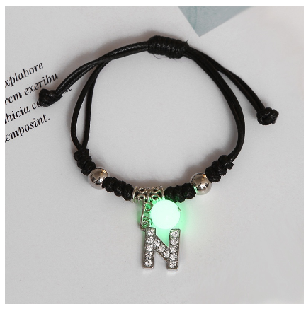 Luminous Couple Bracelet 26 English Letters Crystal Friendship Bracelet Women Men Jewelry Glow in the Dark N