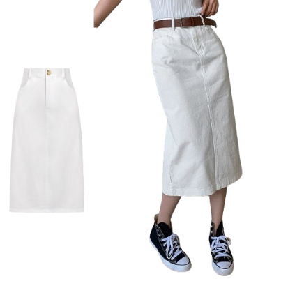 Lovito Women Casual Plain Pocket Skirts L71ED259 (White)
