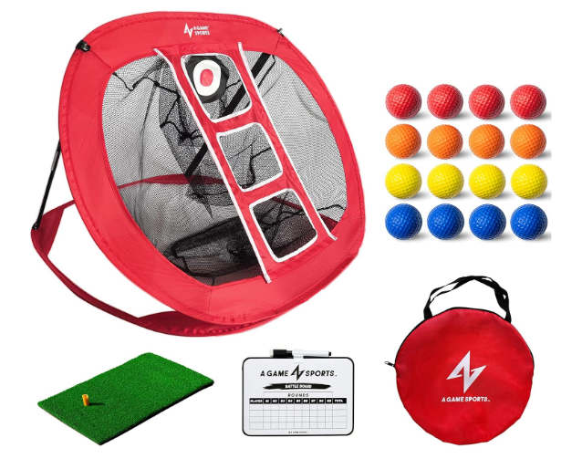 Golf Chipping Net A Game Sports Pop Up Golf Chipping Net with Mat - Golf Practice Nets for Backyard | Indoor/Outdoor Golf Accessories for Chipping Accuracy & Swing Practice