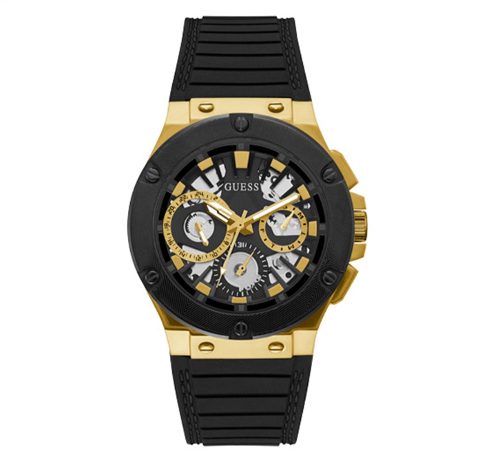 Guess Sport Black Rubber Analog Quartz Watch For Men GW0487G5