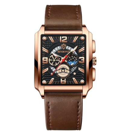 Original Luxury Square Fashion Retro Calendar Waterproof Luminous Sports Stainless Steel Watch 03