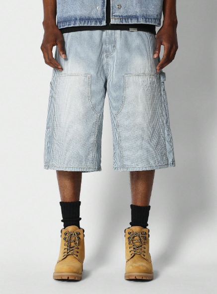 SUMWON Denim Pinstripe Carpenter Detail Jorts