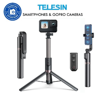 TELESIN Upgraded 1.3m Vlog Monopod Extendable Selfie Stick for GoPro Hero & Smartphones TE-RCSS-003