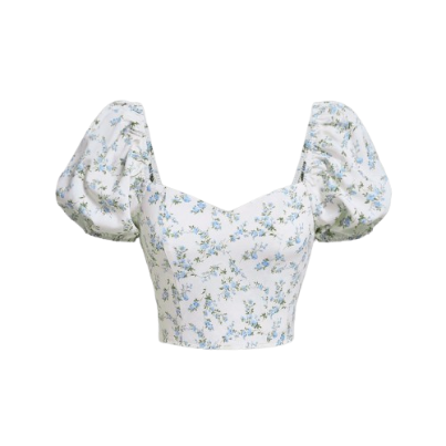 Lovito Women Puff Sleeve Blouse L67AD006 (White)