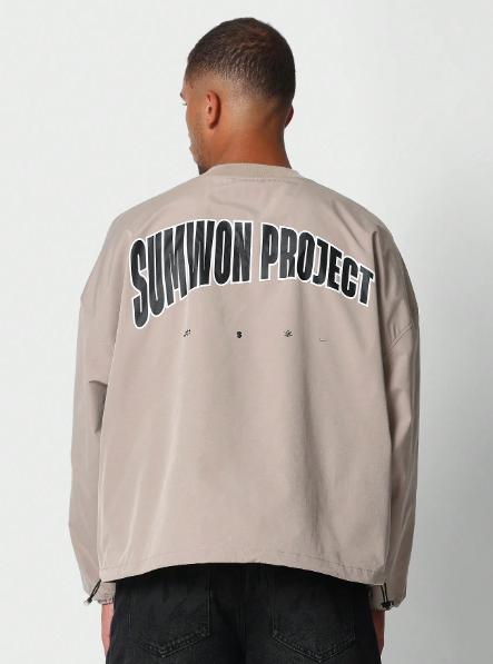 SUMWON Nylon Oversized Fit Shirt With Back Graphic Print