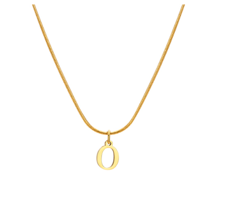 Vnox Gold 26 Capital Letter Necklace for Women,Stainless Steel Initial Pendant Necklaces O
