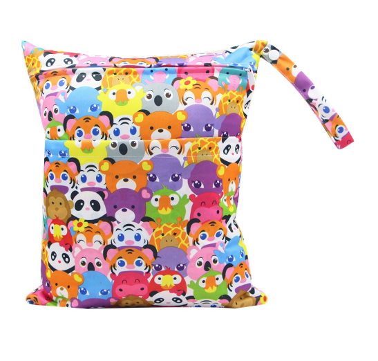 Diaper Wet Dry Bags Duble Zipper Printed Portable Waterproof Dag Storage Bag Swimwear Bag  30x36cm