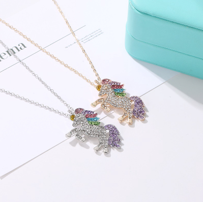 Korean Elegant Cute Unicorn Necklace Color Clavicle Chain Necklace