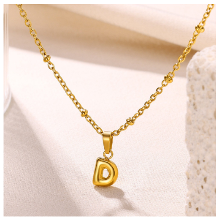 Letter Necklace for Women, 18K Gold Plated Balloon Initial Necklaces Personalized Gold A-Z Alphabet Pendant Cute Name Choker Necklace