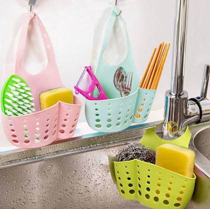 In Stock Kitchen Dish Cloth Sponge Storage Bag Sink Holder Holder Soap Portable Home Hanging Drain Bag Basket
