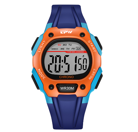 TPW Digital Watch For Men Women 39mm Dial 3ATM Water Resistant Watches Sport Wristwatch for Unisex BLUE