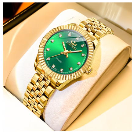 CHENXI luxury watch for woman water proof sale original pawnable korean style new fashion stainless steel diamond luminous Watch GOLD GREEN
