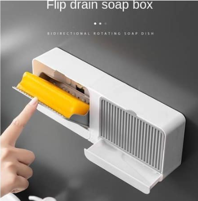 Creative soap box with lid soap box large size double grid drain free perforation flip lid soap box