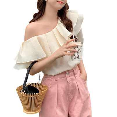 Lovito Women Casual Plain Ruffle Blouse L79AD003