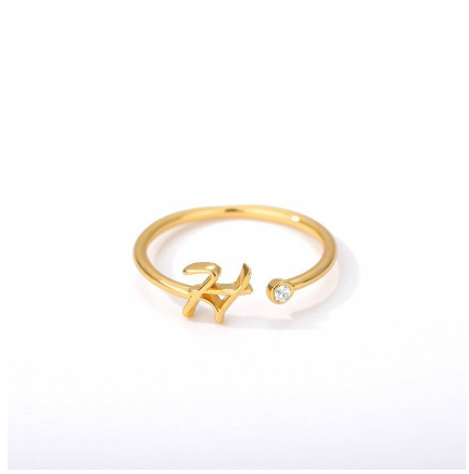 【Y&X】No fade 18K Gold 26 Initial Letters A G J Cubic Zircon Crystal Open Rings Finger Women Jewelry Gift H
