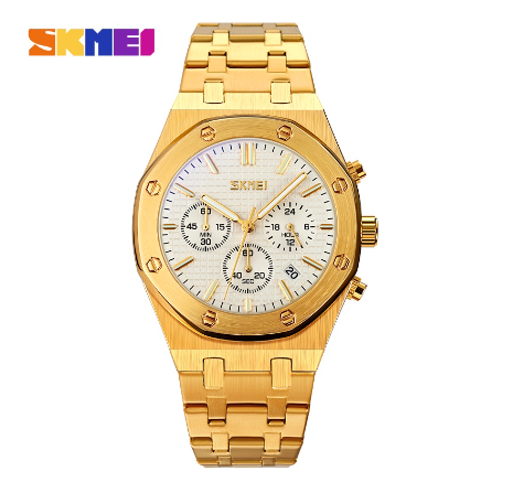 SKMEI Quartz Watch Waterproof Stainless Steel Zinc Alloy Men 9296 GOLD SILVER