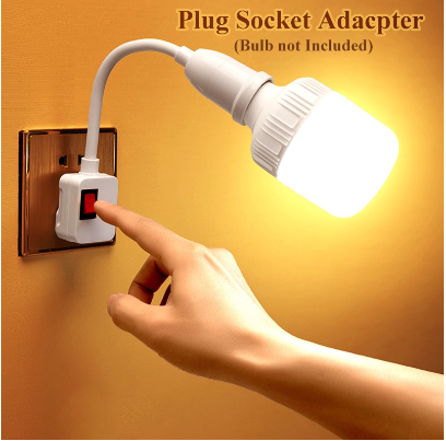 Dailyhome Plug in Flexible Wall Light Socket Adapter E27 Lamp Bulb Extension Holder